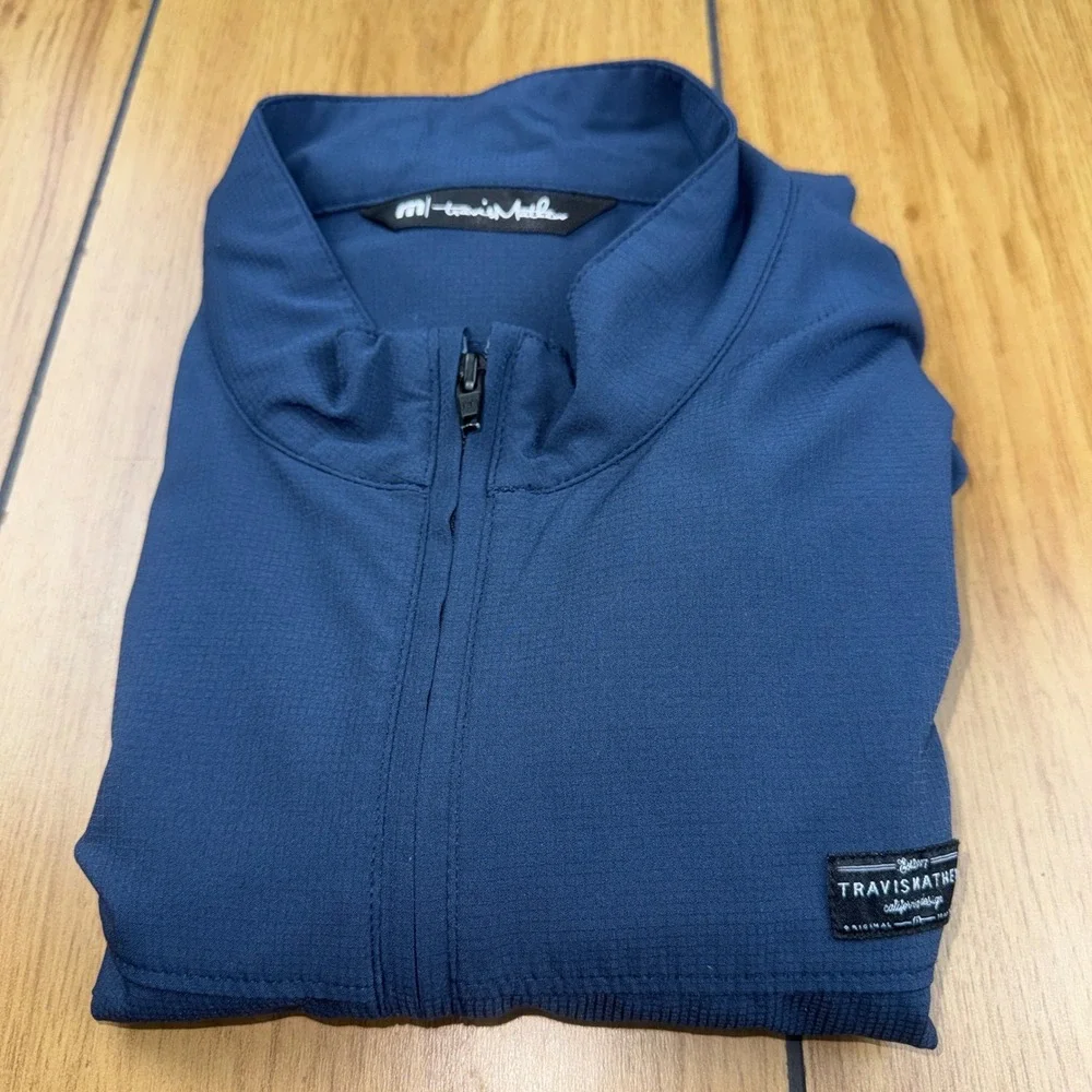 TravisMathew Blue Full Zip Golf Jacket Mock Neck‎ Performance Outerwear Size M